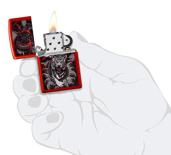 Зажигалка ZIPPO Dragon Tiger Design с покрытием Metallic Red 48933