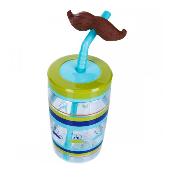 Стакан для воды CONTIGO FUNNY STRAW ELECTRIC BLUE MUSTACHE (470 мл)