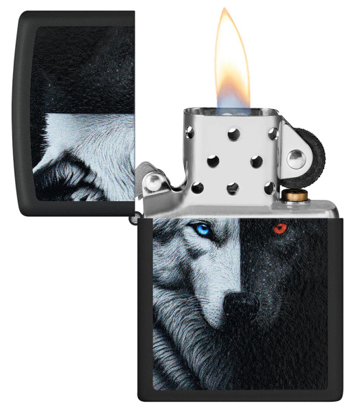 Зажигалка ZIPPO Two Wolves с покрытием Black Matte 46694