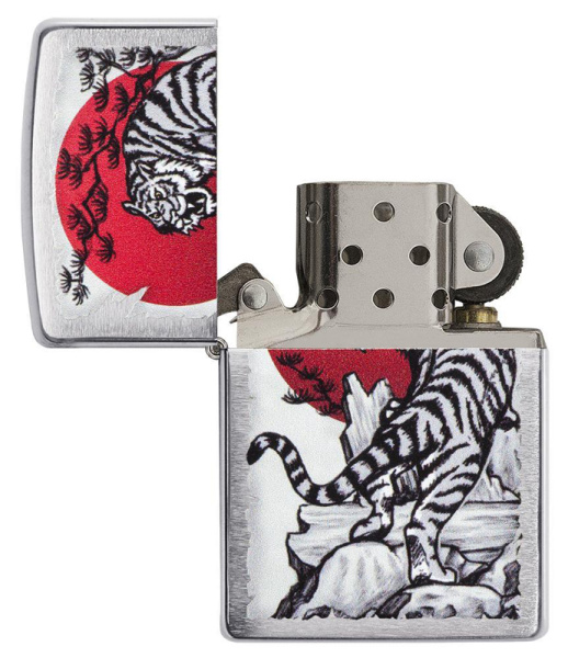 Зажигалка ZIPPO Asian Tiger с покрытием Brushed Chrome 29889