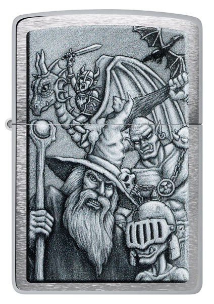 Зажигалка ZIPPO Mystical Beings Design с покрытием Brushed Chrome 46579