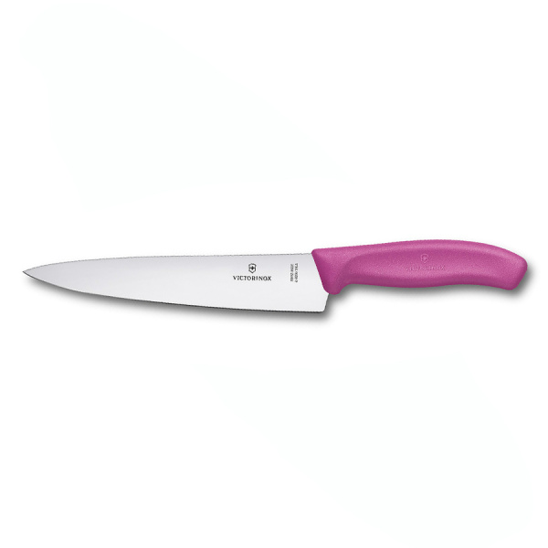 Нож Victorinox разделочный, лезвие 19 см, розовый, в картонном блистере