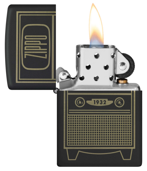 Зажигалка ZIPPO Vintage TV Design с покрытием Black Matte 48619