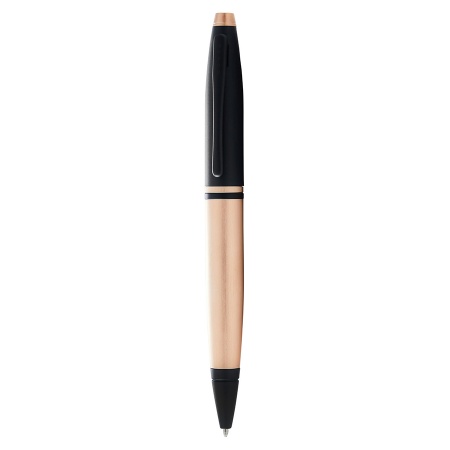 Шариковая ручка Cross Calais - Brushed Rose Gold Plate and Black Lacquer