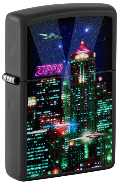 Зажигалка ZIPPO Cyber City с покрытием Black Matte 48506