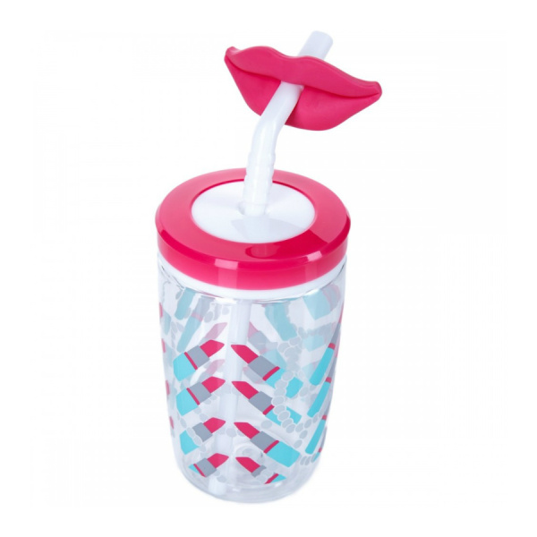 Стакан для воды CONTIGO FUNNY STRAW CHERRY BLOSSOM LIPS (470 мл)
