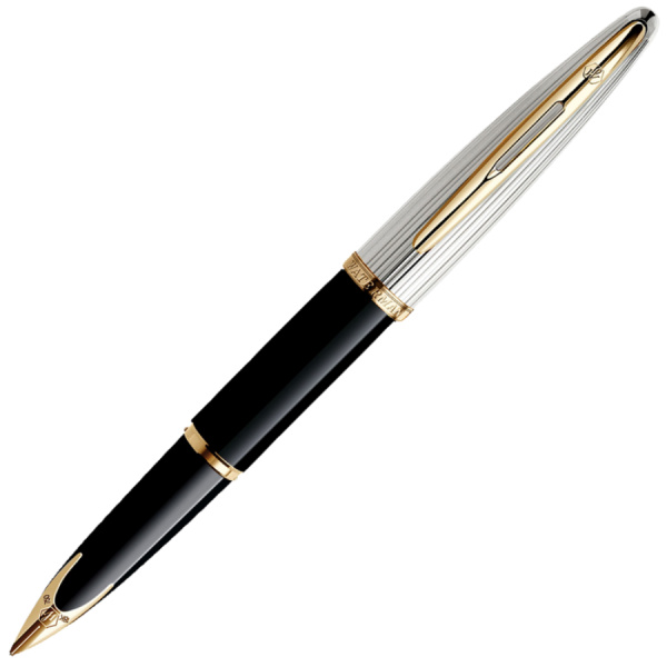 Ручка перьевая Waterman CARENE DE LUXE BLACK/SILVER F