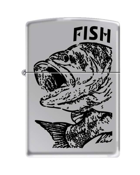 Зажигалка ZIPPO Чёрный окунь 250 FISH - BIG MOUTH