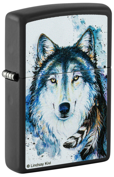 Зажигалка ZIPPO Feed the Good Wolf с покрытием Black Matte 48936