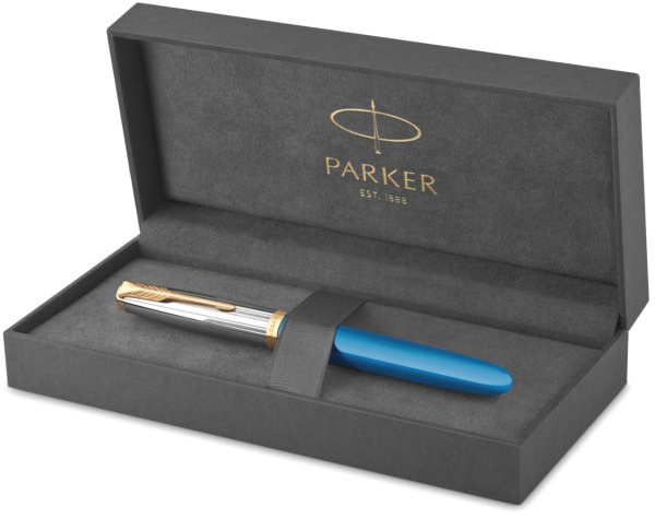 Ручка перьевая Parker 51 Premium, Turquoise / Silver GT, F
