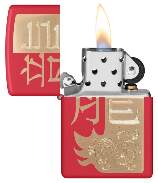 Зажигалка ZIPPO Year of the Dragon 2024 с покрытием Red Matte 48769