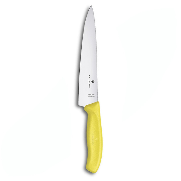 Нож Victorinox разделочный, лезвие 19 см, желтый, в картонном блистере