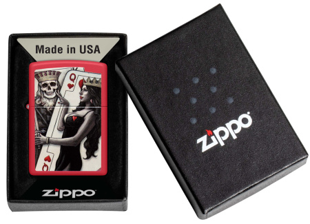 Зажигалка ZIPPO Skull King Queen Beauty с покрытием Red Matte 48624
