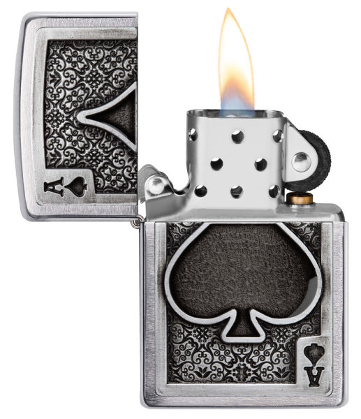 Зажигалка ZIPPO Ace Of Spades с покрытием Brushed Chrome 49637