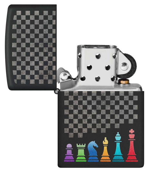 Зажигалка ZIPPO Chess Pieces с покрытием Black Matte 48662