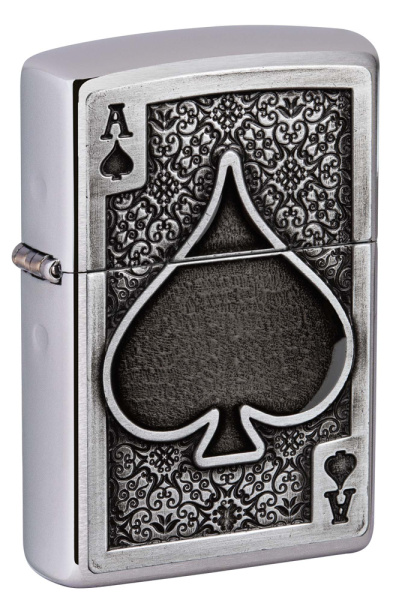 Зажигалка ZIPPO Ace Of Spades с покрытием Brushed Chrome 49637