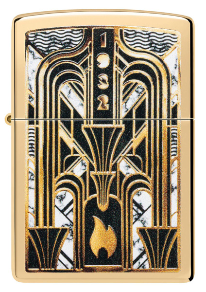 Зажигалка ZIPPO Art Deco Flame с покрытием High Polish Brass 46585