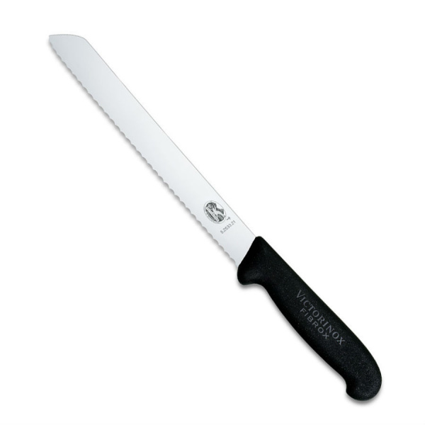 Нож Victorinox для хлеба, лезвие 21 см, черный, в блистере