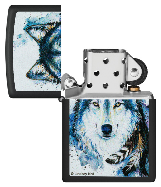 Зажигалка ZIPPO Feed the Good Wolf с покрытием Black Matte 48936