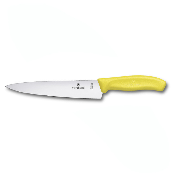 Нож Victorinox разделочный, лезвие 19 см, желтый, в картонном блистере