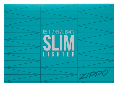 Зажигалка ZIPPO узкая в честь 65-летия с покрытием черный лед | Slim® 65th Anniversary Black Ice® 49709