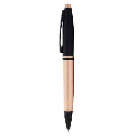 Шариковая ручка Cross Calais - Brushed Rose Gold Plate and Black Lacquer
