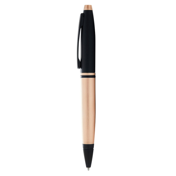 Шариковая ручка Cross Calais - Brushed Rose Gold Plate and Black Lacquer