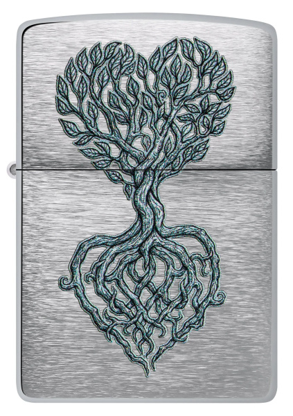 Зажигалка ZIPPO Rooted in Love Design с покрытием Brushed Chrome 46232