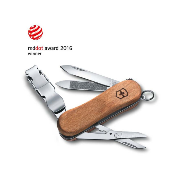 Нож-брелок VICTORINOX NailClip Wood 580, 65 мм, 6 функций, деревянная рукоять
