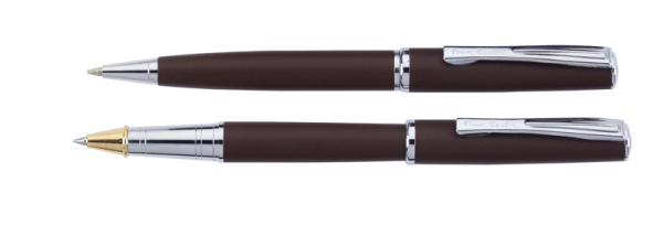 Набор Pierre Cardin PEN&PEN: ручка шариковая + роллер. Цвет - коричневый матовый. Упаковка Е.