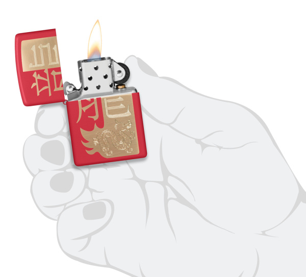 Зажигалка ZIPPO Year of the Dragon 2024 с покрытием Red Matte 48769