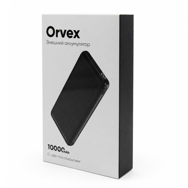 Внешний аккумулятор Orvex c быстрой зарядкой (до 22,5W), 10000 mAh, черный