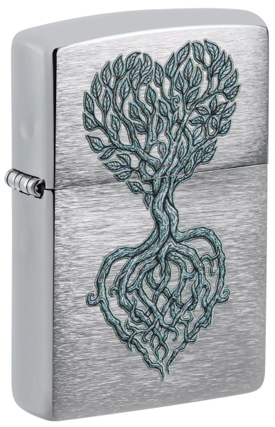 Зажигалка ZIPPO Rooted in Love Design с покрытием Brushed Chrome 46232