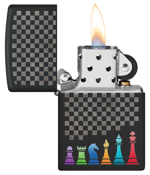 Зажигалка ZIPPO Chess Pieces с покрытием Black Matte 48662