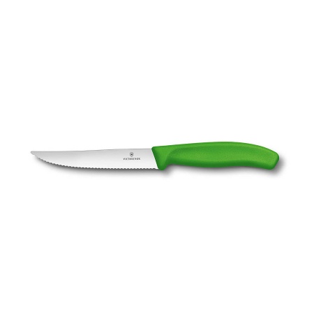 Нож Victorinox для стейков и пиццы, 12 см волнистое, зеленый