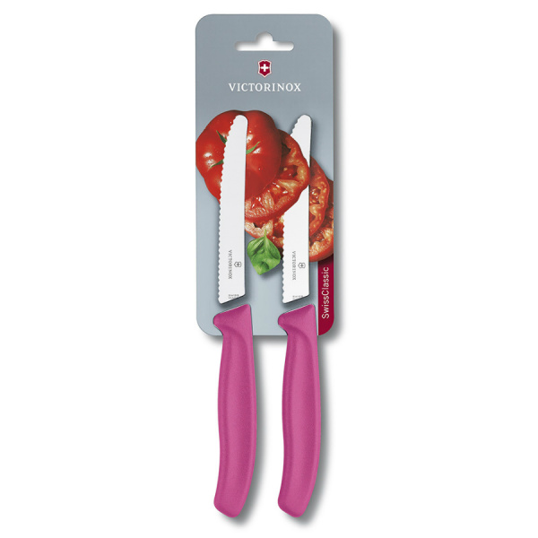 Набор Victorinox кухонный, 2 предмета, лезвие волнистое, розовый