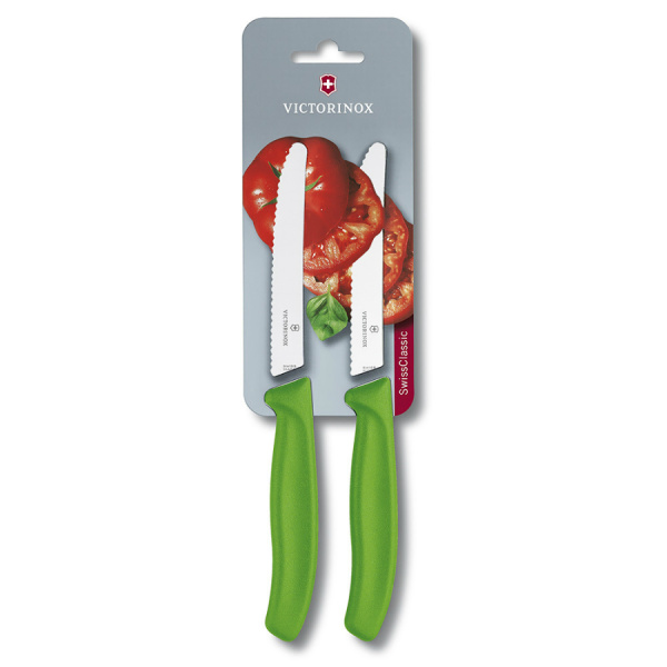 Набор Victorinox кухонный, 2 предмета, лезвие волнистое, зеленый