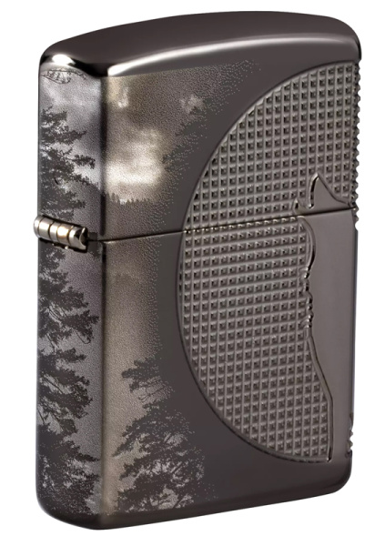 Зажигалка ZIPPO Armor™ Wolf  с покрытием High Polish Black Ice® 49353