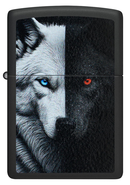 Зажигалка ZIPPO Two Wolves с покрытием Black Matte 46694