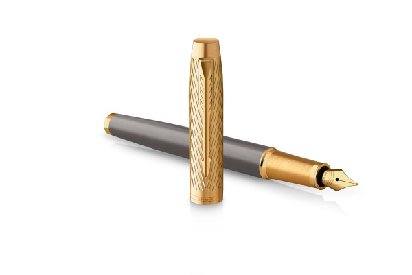 Ручка перьевая Parker IM Premium Pioneers F329, Arrow Grey GT (Перо F)