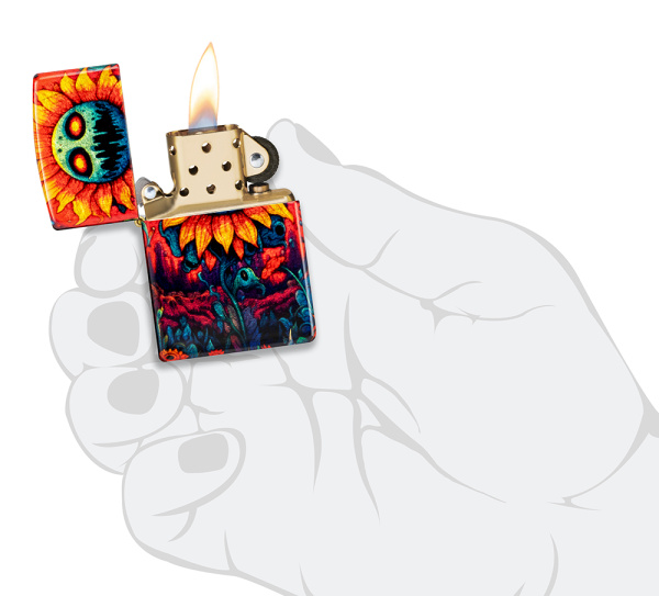 Зажигалка ZIPPO Spooky Sunflower с покрытием 540 Tumbled Brass 46267