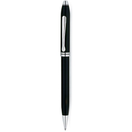 Ручка шариковая Cross TOWNSEND-BLACK LACQUER RHODIUM PLATED