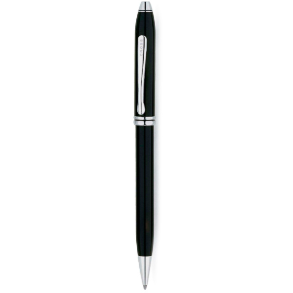 Ручка шариковая Cross TOWNSEND-BLACK LACQUER RHODIUM PLATED