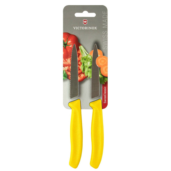 Набор Victorinox кухонный, 2 предмета, лезвие прямое и волнистое, желтый