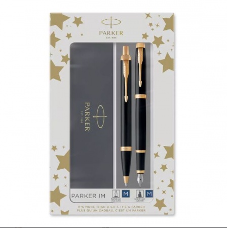 Подарочный набор Parker: Ручка перьевая + ручка шариковая Parker IM Core - Black GT