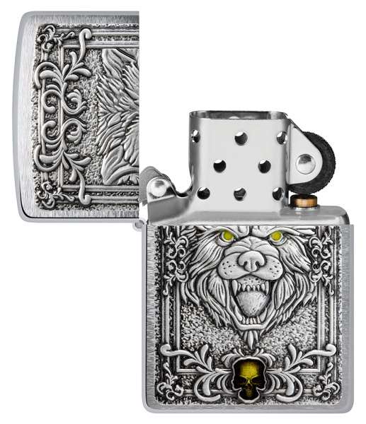 Зажигалка ZIPPO Wolf Emblem с покрытием Brushed Chrome 48690