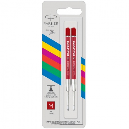 Стержень для шариковой ручки Parker QuinkFlow Basic Z09: M, красный, 2шт
