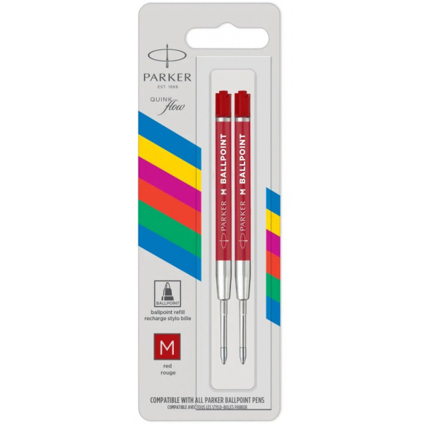 Стержень для шариковой ручки Parker QuinkFlow Basic Z09: M, красный, 2шт