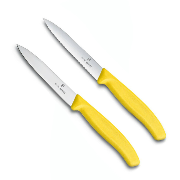 Набор Victorinox кухонный, 2 предмета, лезвие прямое и волнистое, желтый