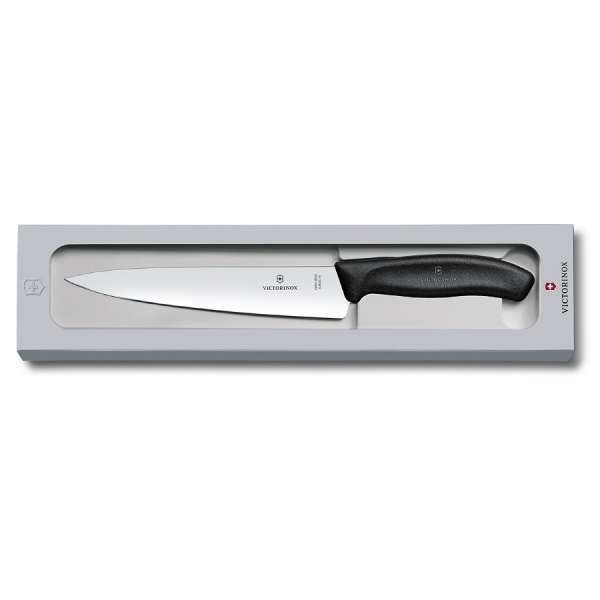 Нож Victorinox разделочный, лезвие 22 см, черный (подарочная упаковка)